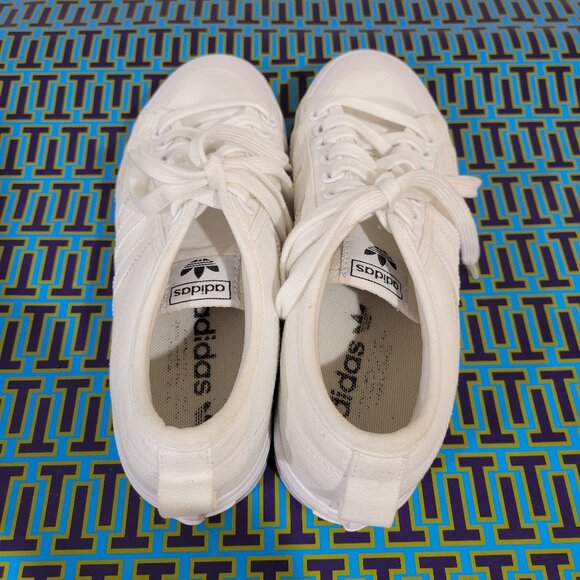 ADIDAS White Platform Canvas Sneaker Size 8.5 - Picture 9 of 14